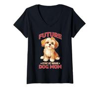 Mujer Future Stay At Home Dog Mom Canine Lifestyle Pets Camiseta Cuello V