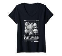 Mujer Futurismo Ciencia Ficción Estación Espacial Futuro 2030 Camiseta Cuello V