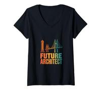 Mujer Futuro Arquitecto Divertido Diciendo Moderno Tower Bridge Camiseta Cuello V