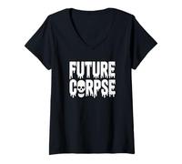Mujer Futuro Cadáver - Oscuro Goth Estética EMO Camiseta Cuello V