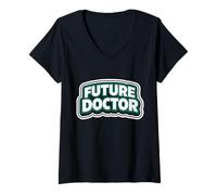 Mujer Futuro Doctor Joven Escuela de Medicina Estudiante Médico Camiseta Cuello V