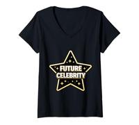 Mujer Futuro Famoso Estrella Cantante Actor Atleta Superestrella Camiseta Cuello V