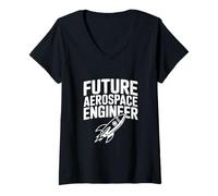 Mujer Futuro Ingeniero aeroespacial sueña con un Gran Espacio Camiseta Cuello V
