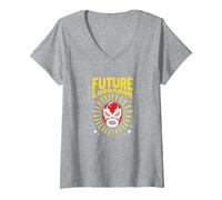 Mujer Futuro Luchador Mexicano Regalo Niño Camiseta Cuello V, Gris Jaspeado, XXL