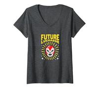 Mujer Futuro Luchador Mexicano Regalo Niño Camiseta Cuello V, Jaspeado Oscuro, XXL