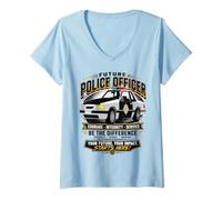 Mujer Futuro Oficial de policía Servicio de Integridad de Coraje Camiseta Cuello V