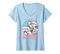 Mujer G.I. Joe Classic Snake Eyes with American Flag Portrait Camiseta Cuello V