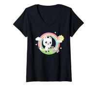 Mujer Gabby's Dollhouse Pandy Paws Rainbow Celebration Camiseta Cuello V
