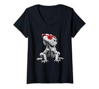 Mujer Gafas de dragón Barbudo con diseño de Lagarto Divertido Minimalista Camiseta Cuello V