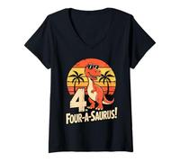 Mujer Gafas de Sol 4th Four-A-Saurus Dinosaur Camiseta Cuello V