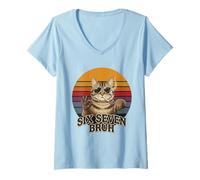 Mujer Gafas de Sol Cat Smoking Six Seven Bruh 67 Camiseta Cuello V
