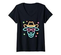 Mujer Gafas de Sol con Cara de Oveja Vaquera, Divertidas y Estampadas, Color Rosa Camiseta Cuello V