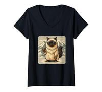 Mujer Gafas de sol con diseño de gato y música rock Camiseta Cuello V