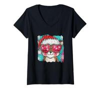 Mujer Gafas de Sol con Forma de corazón, diversión Camiseta Cuello V