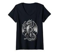Mujer Gafas de Sol Cool Dragon Rock On Hand Gesto Camiseta Cuello V