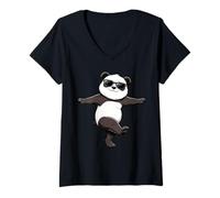 Mujer Gafas de Sol Divertidas con diseño de Panda Bailando Camiseta Cuello V