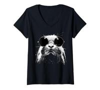 Mujer Gafas de Sol Holland Lop Rabbit Cool Grunge Style Hipster Camiseta Cuello V