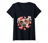 Mujer Gafas de Sol Lemur Ring Tailed para el día de San Valentín Camiseta Cuello V