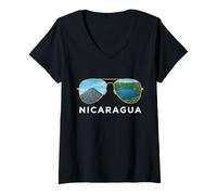 Mujer Gafas de Sol Nicaragua Adventure Volcano and Crater Lake Camiseta Cuello V