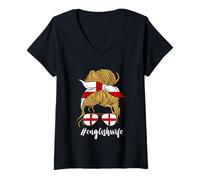 Mujer Gafas de Sol para Esposa Inglesa, Bandera Inglesa, Cruz de San Jorge Camiseta Cuello V