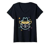 Mujer Gafas de Sol Redondas con Cara de Gato Vaquero Animal gráfico del Camiseta Cuello V