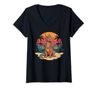 Mujer Gafas de Sol Retro dragón Playa Puesta de Sol Vacaciones Camiseta Cuello V