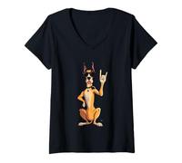 Mujer Gafas de Sol Rosas Cool Pig Rock Hand Sign and Roll Funny Lover Camiseta Cuello V