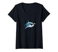 Mujer Gafas de sol Shark Wearing - Funny Ocean Animal Great White Camiseta Cuello V