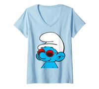 Mujer Gafas de Sol Smurfs Cool Smurf Summer Happy Holiday Retro Fun Camiseta Cuello V