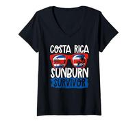 Mujer Gafas de Sol Sunburn Survivor en Costa Rica, Vacaciones en Costa Rica Camiseta Cuello V