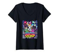 Mujer Galactic Funny Clash Space Cats Illustration Graphic Cartoon Camiseta Cuello V