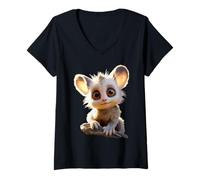 Mujer Galago Bebé Arbusto Galagos Monos Lindo Galago Camiseta Cuello V