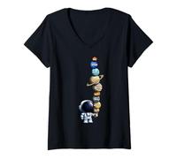 Mujer Galaxy Planets Sun Universe Outer Space Science Astronaut Camiseta Cuello V