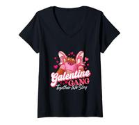 Mujer Galentine Gang Together We Slay - Hermanía del Día de Galentine Camiseta Cuello V