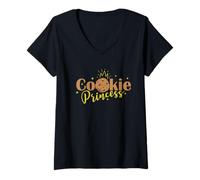 Mujer Galleta Princesa Chica Dulce Snacking Camiseta Cuello V