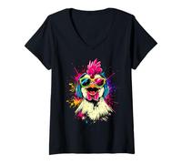 Mujer Gallina Granja Chicken Granjero Dulces Pollos Aves Gallinas Camiseta Cuello V