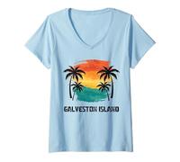 Mujer Galveston Island Travel, Texas USA Vacaciones turísticas de verano Camiseta Cuello V