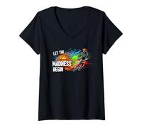 Mujer Game Day Madness - Listo para el Soporte de Baloncesto Camiseta Cuello V