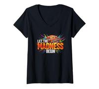 Mujer Game Day Madness - Listo para el Soporte de Baloncesto Camiseta Cuello V