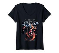 Mujer Game of Thrones Ice and Fire Drogon Versus Ice Dragon Camiseta Cuello V