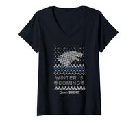 Mujer Game of Thrones Winter Is Coming Navidad Camiseta Cuello V