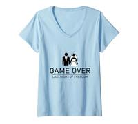 Mujer Game Over Last Night of Freedom, Despedida de Soltero, JGA Camiseta Cuello V