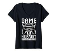 Mujer Game Over Se Casa, Somos Solo Puntos De Experiencia Aquí! Camiseta Cuello V