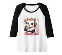 Mujer Gamer Girl Sweet Cat Gaming Cute Video Game Girls Camiseta Manga Raglan