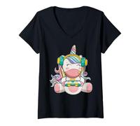 Mujer Gamer Girl Unicorn Gaming Cute Video Game Women Kids Girls Camiseta Cuello V