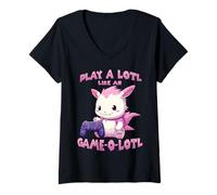 Mujer Gamer T Cozy Gaming Outfit Relax Gaming Lindo Gamer Axolotl Camiseta Cuello V