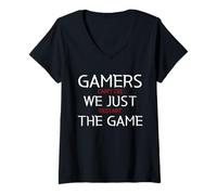 Mujer Gamers Can't Die We Just Restart The Game Funny Gaming Meme Camiseta Cuello V