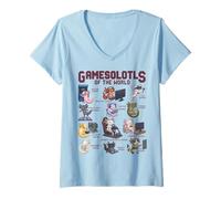 Mujer Gamesolotls of The World Gamer Types Colección Axolotl Camiseta Cuello V