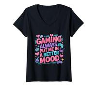 Mujer Gaming Always Put Me In A Better Mood Gamer Hobby - Camiseta Cuello V