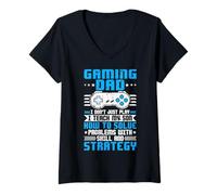 Mujer Gaming Dad I Don't Just Play I Enseño a Mi Hijo Cómo Resolver Pro Camiseta Cuello V